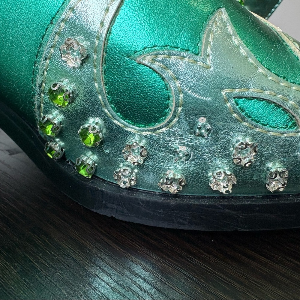 Azalea Wang Bright Green Cowboy Boots Size 8.5 Women - Picture 5 of 9